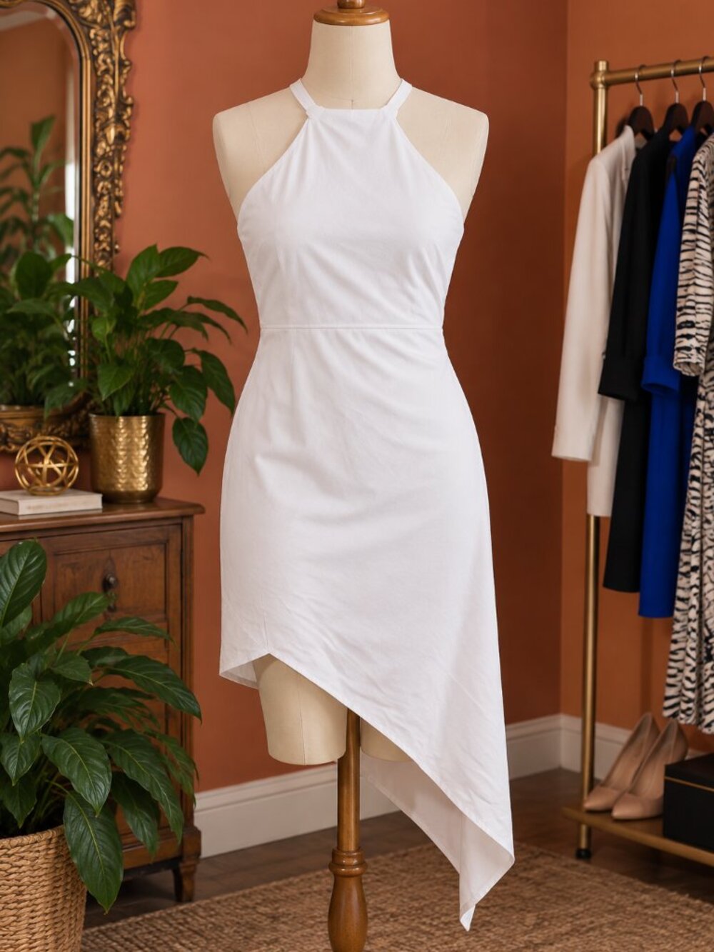 Elegant White Halter Dress